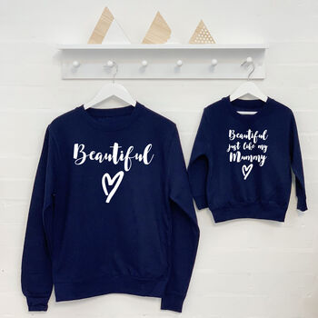 'Beautiful' Mother And Daughter Matching Sweatshirt Set, 6 of 8
