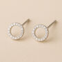 Sterling Silver Cz Karma Circle Stud Earrings, thumbnail 1 of 6