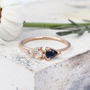 Popi 9ct Gold Double Pear Moonstone And Sapphire Ring, thumbnail 2 of 5