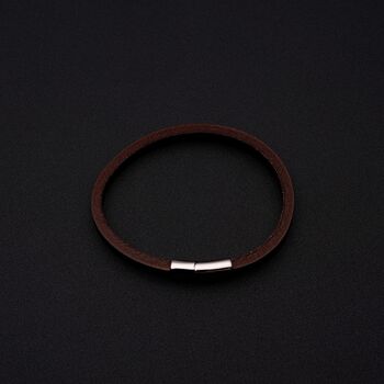 Brown Leather Bracelet With Custom Messafe, 2 of 8
