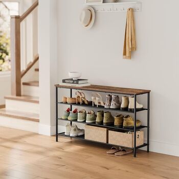 Industrial Shoe Rack With Fabric Shelves, 4 of 11