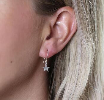 Sterling Silver Star Drop Earrings, 7 of 11