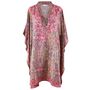 Bohemian Paisley Viscose Kaftan In Pink With Heavy Pink Ombre Fishbone Embroidery, thumbnail 5 of 5