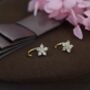 Uncoloured Forget Me Not Flower Cz Huggie Hoop Earrings, thumbnail 6 of 12