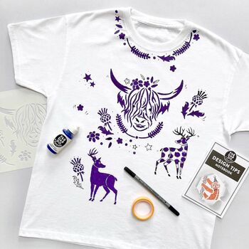 Highland Cow Kids T Shirt Painting Starter Kit, 3 of 12