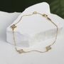 9ct Gold Mother Of Pearl Clover Bracelet And Earrings Set, thumbnail 5 of 7