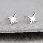Sterling Silver Shining Star Stud Earrings, thumbnail 3 of 6