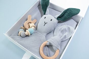 Bunny Muslin New Baby Gift Set In Keepsake Box, 2 of 12