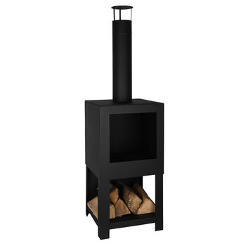 Steel Chiminea With Wood Storage, 6 of 8