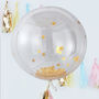 Large Gold Confetti Clear Orb Balloons Three Pack, thumbnail 1 of 3