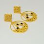 Black Onyx Gold Earrings, thumbnail 2 of 7