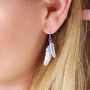 Sterling Silver Two Feather Drop Earring, thumbnail 4 of 8