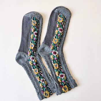 Pick Your Favourite Vertical Floral Line Socks In A Box, 4 of 7