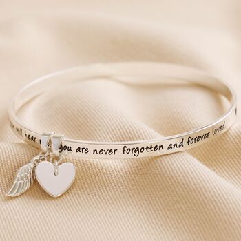 'Never Forgotten' Meaningful Word Bangle, 4 of 7