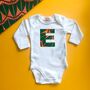 Personalised African Print Letter Baby Bodysuit Sleeves, thumbnail 2 of 5