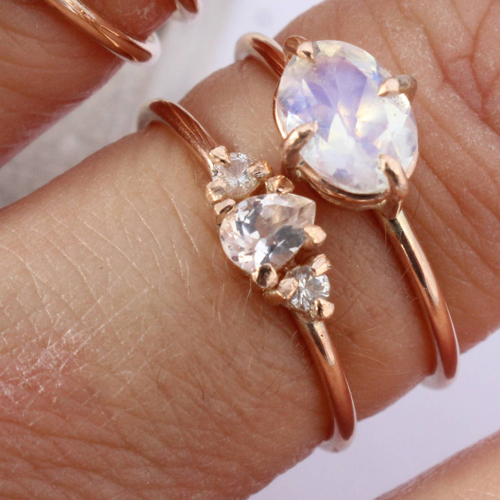 Demi Dainty 9ct Gold Pear Morganite And Sapphire Ring, 1 of 6