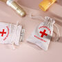 G Decor Set Of Two Hangover Kit Bags Linen Party Recovery Pouches With Red Cross Design, thumbnail 5 of 7