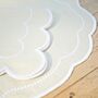 Pair Of Scalloped Embroidered Cream Linen Placemats, thumbnail 3 of 5