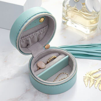 Personalised Turquoise Jewellery Case With Tassel, 2 of 6