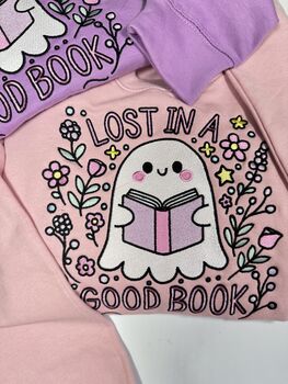 Lost In A Good Book Embroidered Sweatshirt, 5 of 5