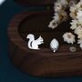 Sterling Silver Squirrel And Pinecone Stud Earrings, thumbnail 2 of 8