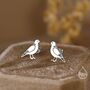 Sterling Silver Eurasian Collared Dove Earrings, thumbnail 3 of 11