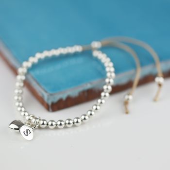 Personalised Silver Heart And Bead Friendship Bracelet, 5 of 8