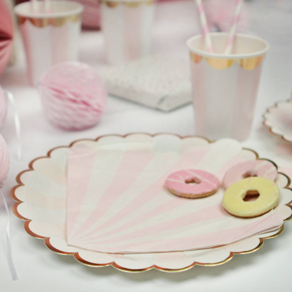 Striped Pink Paper Party Napkins, 1 of 3