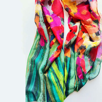 Abstract Colourful Poppy Scarf Gift For Women Birthday Gift For Friend, 4 of 10
