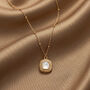 Gold Square Pearl Necklace With Bobble Chain, thumbnail 2 of 9