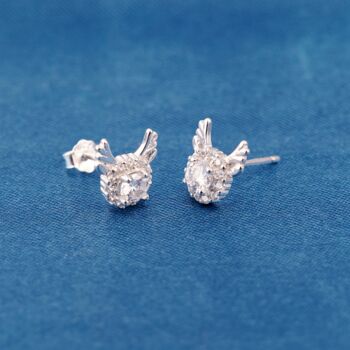 Reindeer Christmas Cz Sparkly Stud Earrings, 2 of 6