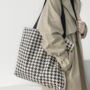 Monochrome Checkered Large Shoulder Book Bag, thumbnail 1 of 7