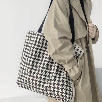 Monochrome Checkered Large Shoulder Book Bag, 2 of 7