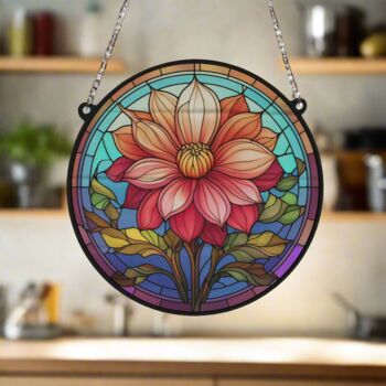 Dahlia Stained Glass Effect Suncatcher, 3 of 6