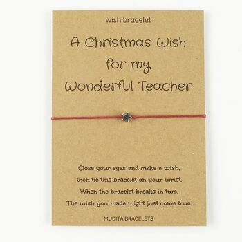 Christmas Wish For My Teacher Charm Bracelet And Card, 3 of 5