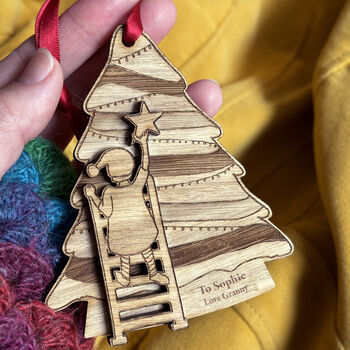 Hanging The Star Personalised Christmas Tree Decoration, 4 of 6