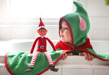 Personalised Christmas Elf Bamboo Soft Hooded Towel, 7 of 9