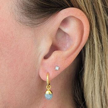 March Birthstone Earrings, Aquamarine, Gold Plated, 5 of 7