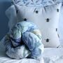 Handmade Personalised Blue Floral Knot Cushion, thumbnail 2 of 5