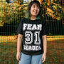 Fear Leader Women's Varsity Style Halloween T Shirt, thumbnail 3 of 4