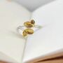 Adjustable Dainty Silver Plated Daisy Leaf Ring, thumbnail 4 of 4