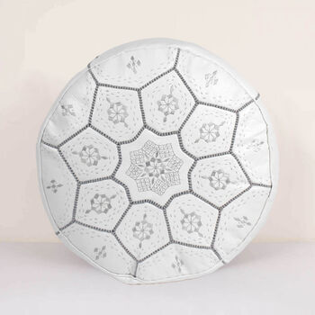 Moroccan Leather Tile Print Pouffe, 10 of 11