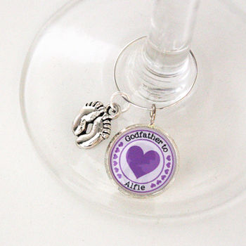 Personalised Hearts And Flowers Wine Glass Charm, 4 of 8