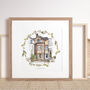 Personalised Watercolour Wreath House Sketch, thumbnail 1 of 5