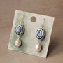 Delft Tulip Earrings With Freshwater Pearl, thumbnail 4 of 7