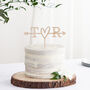 Initials Heart And Arrow Wooden Cake Topper, thumbnail 1 of 1