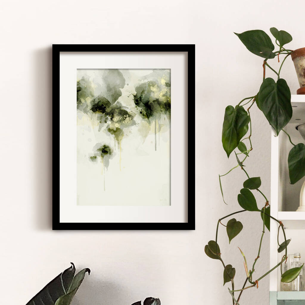 Green Abstract Floral Wall Art Print By Green Lili