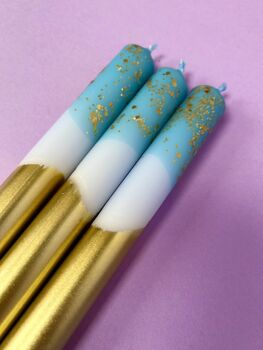 Blue And Gold Glitter Christmas Candles 'Deep Ice', 2 of 3