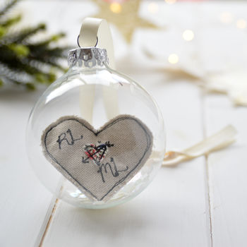 Personalised Love Heart Bauble For Couple, 3 of 5
