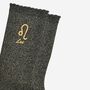 Women's Glitter Socks Black Gold Zodiac Leo, thumbnail 3 of 5